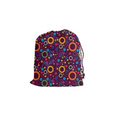 70s Pattern Drawstring Pouches (small)  by ValentinaDesign
