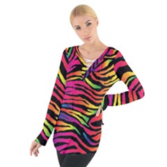 Rainbow Zebra Tie Up Tee by Mariart