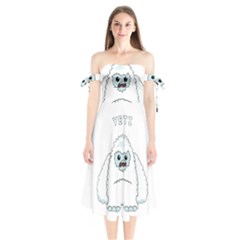 Yeti Shoulder Tie Bardot Midi Dress by Valentinaart