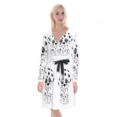 Cute Dalmatian Puppy  Long Sleeve Velvet Front Wrap Dress by Valentinaart
