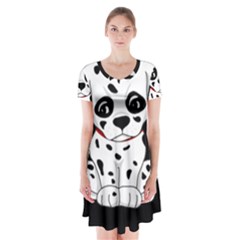 Cute Dalmatian Puppy  Short Sleeve V-neck Flare Dress by Valentinaart