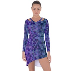 Triangle Tile Mosaic Pattern Asymmetric Cut-out Shift Dress by Nexatart