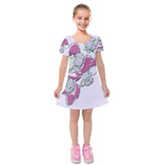 Bouquet Flowers Plant Purple Kids  Short Sleeve Velvet Dress by Nexatart