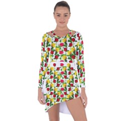 Rose Pattern Roses Background Image Asymmetric Cut-out Shift Dress by Nexatart