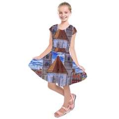 Steeple Church Building Sky Great Kids  Short Sleeve Dress by Nexatart