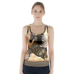 Steampunk, Wonderful Steampunk Horse With Clocks And Gears, Golden Design Racer Back Sports Top by FantasyWorld7
