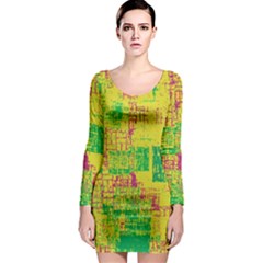 Abstract Art Long Sleeve Bodycon Dress by ValentinaDesign