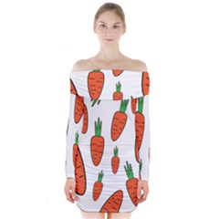 Fruit Vegetable Carrots Long Sleeve Off Shoulder Dress by Mariart