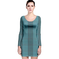 Dark Turquoise Geometric Long Sleeve Velvet Bodycon Dress by GabriellaDavid