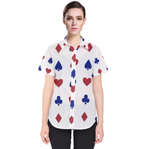 Playing Cards Hearts Diamonds Women s Short Sleeve Shirt by Mariart