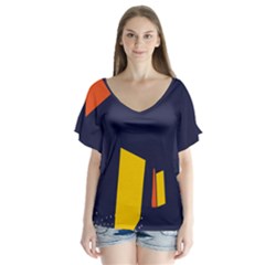 Slider Explore Further V-neck Flutter Sleeve Top by Mariart