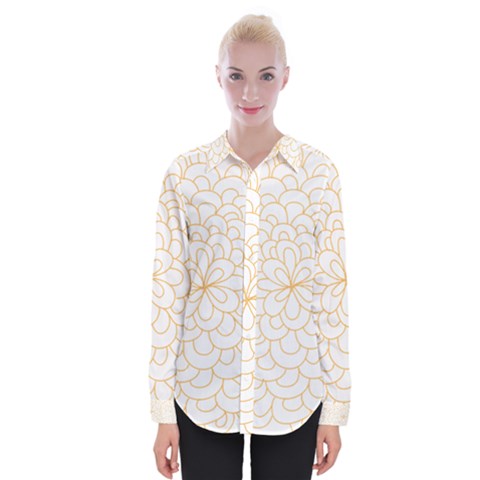 Rosette Flower Floral Womens Long Sleeve Shirt by Mariart