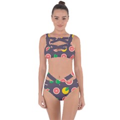 Wild Textures Grapefruits Pattern Lime Orange Bandaged Up Bikini Set  by Mariart