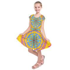 Triangle Orange Pink Kids  Short Sleeve Dress by Mariart