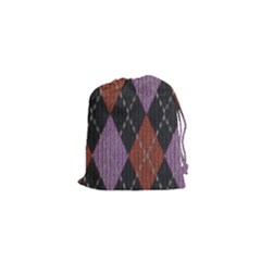 Knit Geometric Plaid Fabric Pattern Drawstring Pouches (xs)  by paulaoliveiradesign