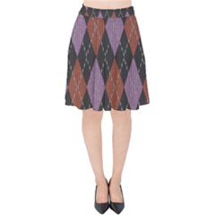 Knit Geometric Plaid Fabric Pattern Velvet High Waist Skirt by paulaoliveiradesign