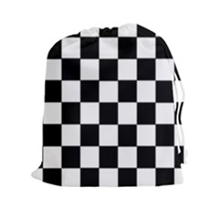 Grid Domino Bank And Black Drawstring Pouches (xxl) by Nexatart
