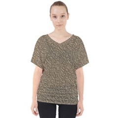 Leather Texture Brown Background V-neck Dolman Drape Top by Nexatart