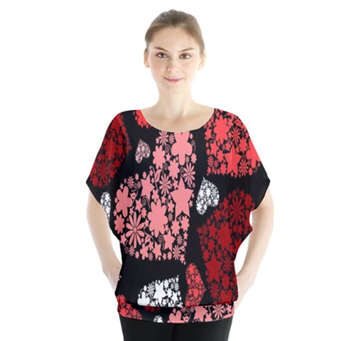 Floral Flower Heart Valentine Blouse by Mariart
