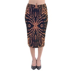 Golden Fire Pattern Polygon Space Velvet Midi Pencil Skirt by Mariart