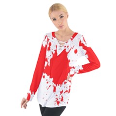 Red Blood Splatter Tie Up Tee by Mariart
