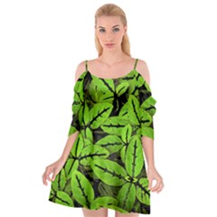 Nature Print Pattern Cutout Spaghetti Strap Chiffon Dress by dflcprints