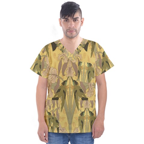 Art Nouveau Men s V-neck Scrub Top by NouveauDesign