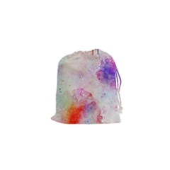 Watercolor Galaxy Purple Pattern Drawstring Pouches (xs)  by paulaoliveiradesign