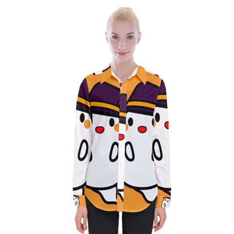 Halloween Ghost Orange Womens Long Sleeve Shirt by Mariart