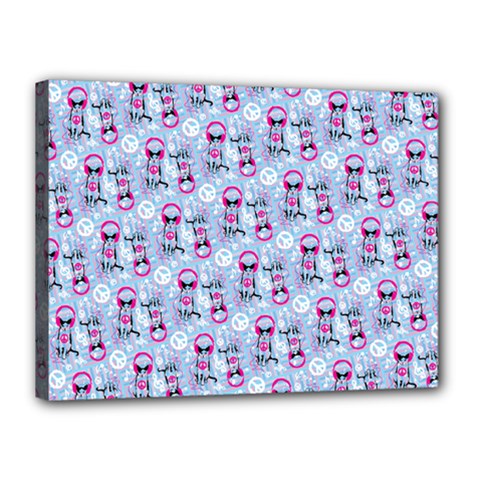 Pattern Kitty Headphones  Canvas 16  X 12  by iCreate