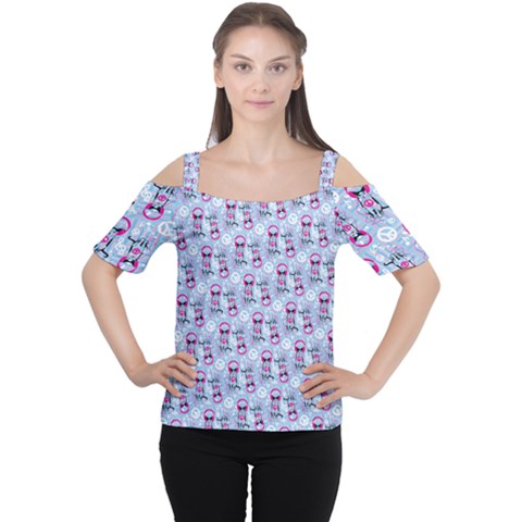Pattern Kitty Headphones  Cutout Shoulder Tee by iCreate
