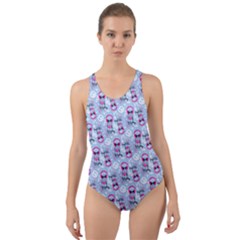 Pattern Kitty Headphones  Cut-out Back One Piece Swimsuit by iCreate