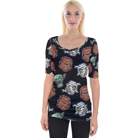 Pattern Halloween Werewolf Mummy Vampire Icreate Wide Neckline Tee by iCreate