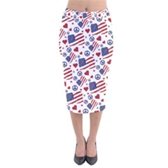 Peace Love America Icreate Velvet Midi Pencil Skirt by iCreate