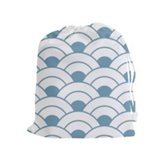 Art Deco,shell Pattern,teal,white Drawstring Pouches (extra Large) by NouveauDesign