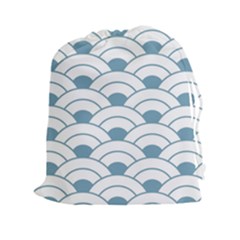 Art Deco,shell Pattern,teal,white Drawstring Pouches (xxl) by NouveauDesign