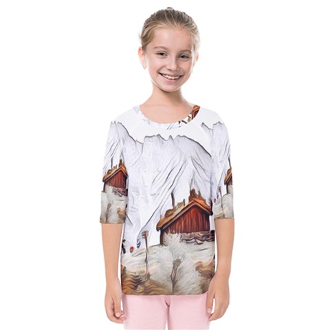 French Coffee Style Abstract Art Kids  Quarter Sleeve Raglan Tee by NouveauDesign