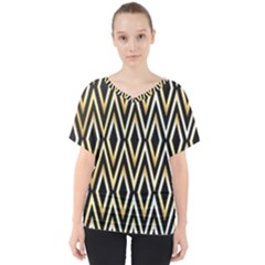 Gold,black,art Deco Pattern V-neck Dolman Drape Top by NouveauDesign