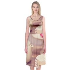 High Tea, Shabby Chic Midi Sleeveless Dress by NouveauDesign