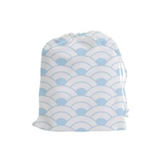 Blue,white,shell,pattern Drawstring Pouches (large)  by NouveauDesign