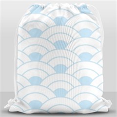 Blue,white,shell,pattern Drawstring Bag (large) by NouveauDesign