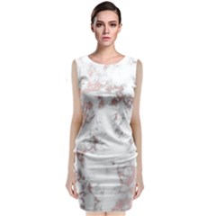 Pure And Beautiful White Marple And Rose Gold, Beautiful ,white Marple, Rose Gold,elegnat,chic,modern,decorative, Classic Sleeveless Midi Dress by NouveauDesign