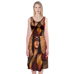 Wonderful Fantasy Women With Mask Midi Sleeveless Dress by FantasyWorld7