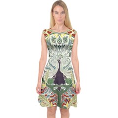 Art Nouveau Peacock Capsleeve Midi Dress by NouveauDesign