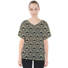 Art Deco Fan Pattern V-neck Dolman Drape Top by NouveauDesign
