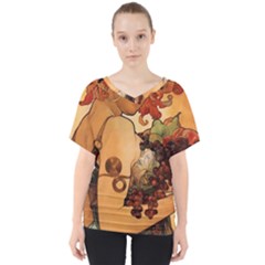 Alfons Mucha   Fruit V-neck Dolman Drape Top by NouveauDesign