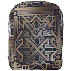 Gold Metallic And Black Art Deco Full Print Backpack by NouveauDesign