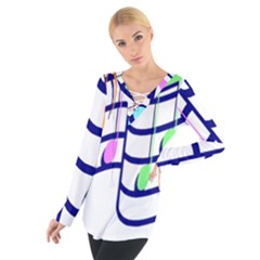 Music Note Tone Rainbow Blue Pink Greeen Sexy Tie Up Tee by Mariart