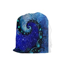 Nocturne Of Scorpio, A Fractal Spiral Painting Drawstring Pouches (large)  by jayaprime