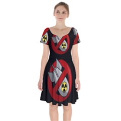 No Nuclear Weapons Short Sleeve Bardot Dress by Valentinaart